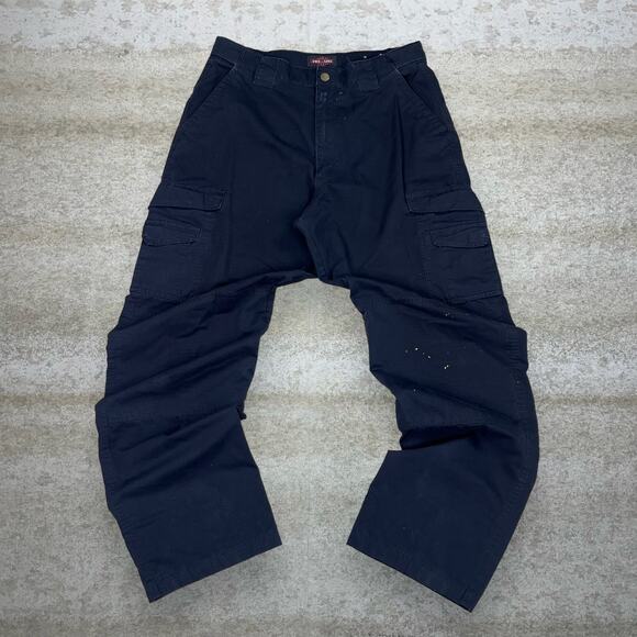 Vintage Tru Spec Tactical Pants Dark Navy Blue Baggy Wide Leg Double Knees 90s - Picture 2 of 5
